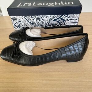 NWT// J. McLaughlin Black Croc- Boewe Ballet Flats
